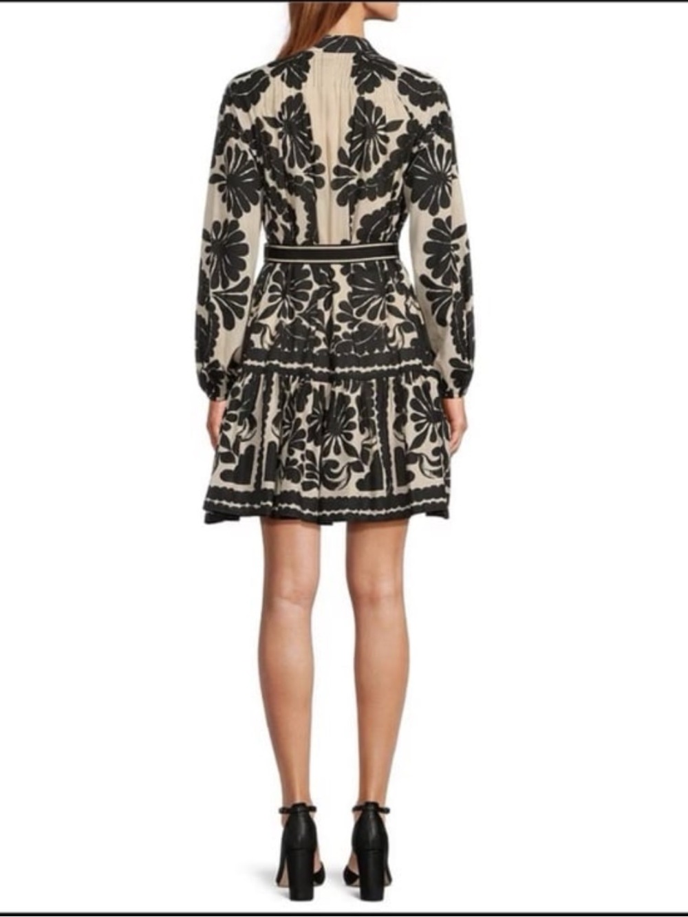 NWT Antonio Melani Brynn Printed Cotton Voile Printed Mock Neck Drop Waist Dress - Picture 6 of 7